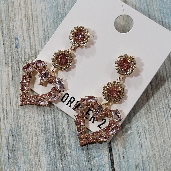 Forever 21 Pink and Gold Floral Drop Earrings - Picture 6 of 6